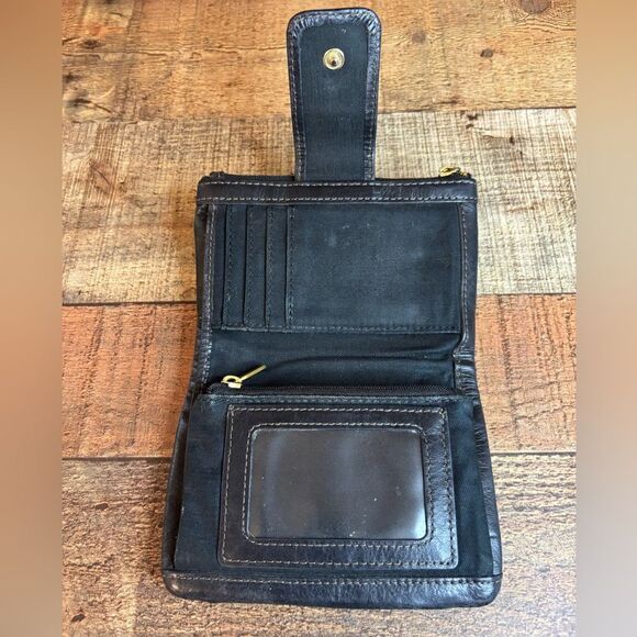 FOSSIL Leather BLACK Multifunction ELLIS Modified Tri-Fold Card Coin WALLET - Picture 4 of 10
